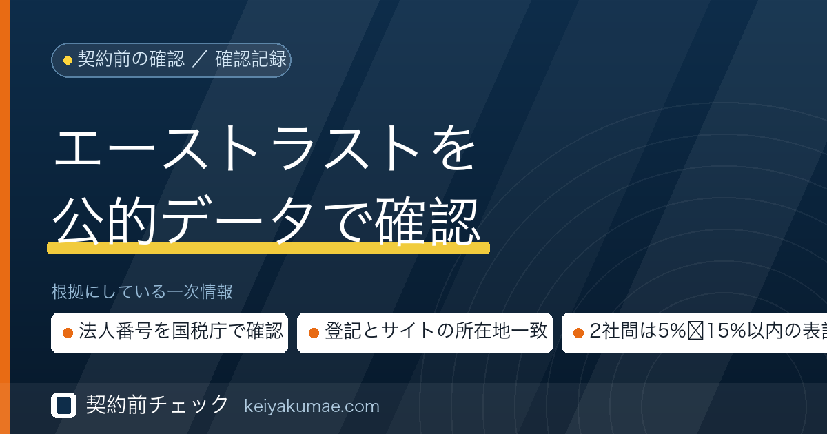 契約前チェック|エーストラストの運営会社を公的データで確認した記録