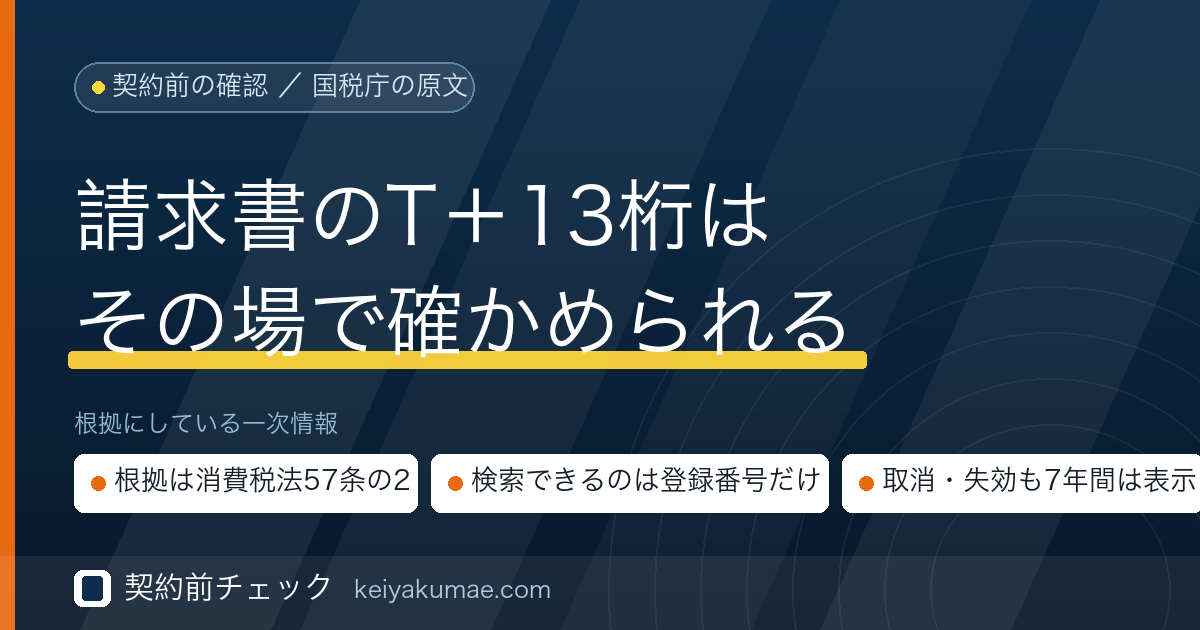契約前チェック｜インボイス登録番号で取引先を確認する