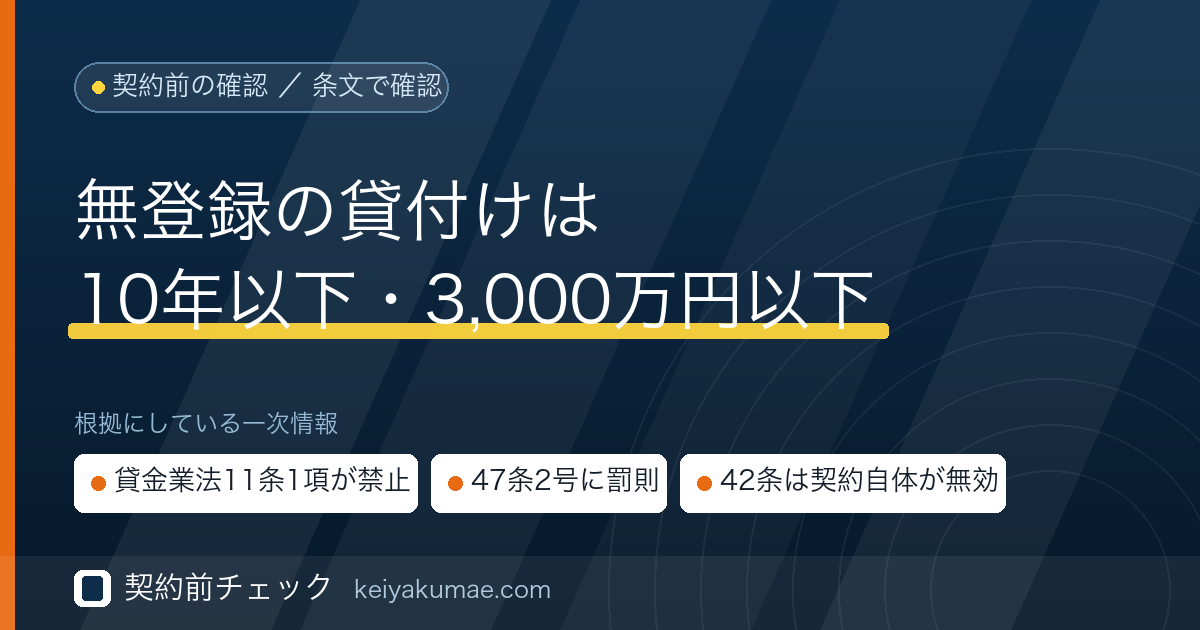 契約前チェック｜無登録でファクタリングを装った貸付けの罰則
