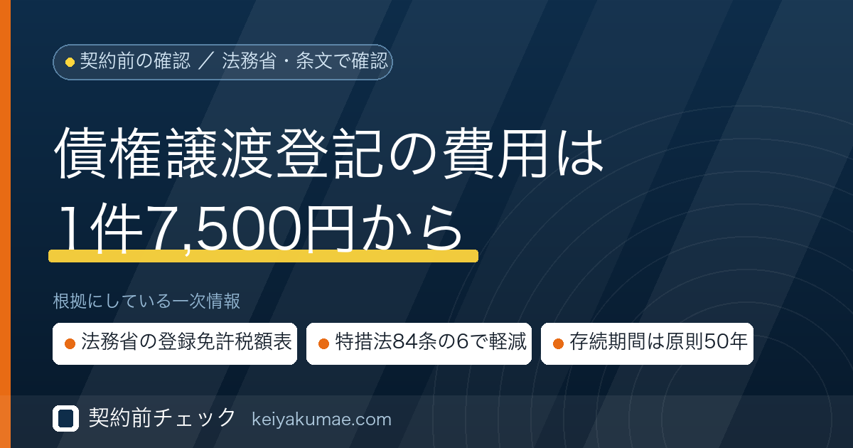 契約前チェック|債権譲渡登記の費用はいくらか