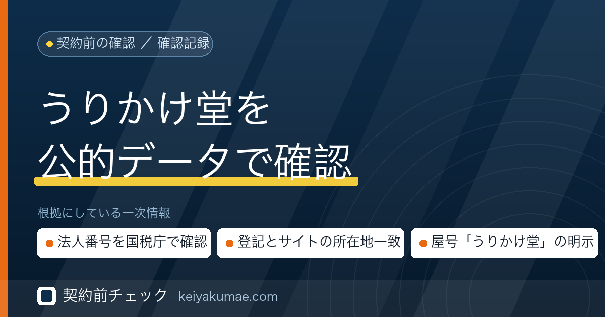 契約前チェック|うりかけ堂の運営会社を公的データで確認した記録
